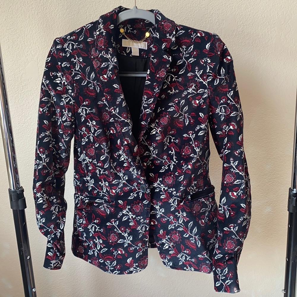 Michael Kors Black Floral Blazer Size 6